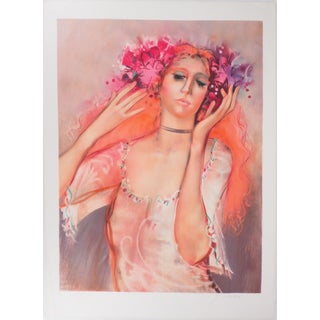 Imai Sachiko, Muse à la couronne de fleurs, Lithograph For Sale