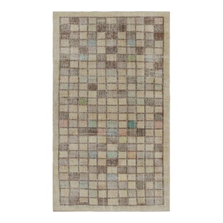 Vintage Zeki Müren Rug With Square Geometric Patterns, From Rug & Kilim For Sale