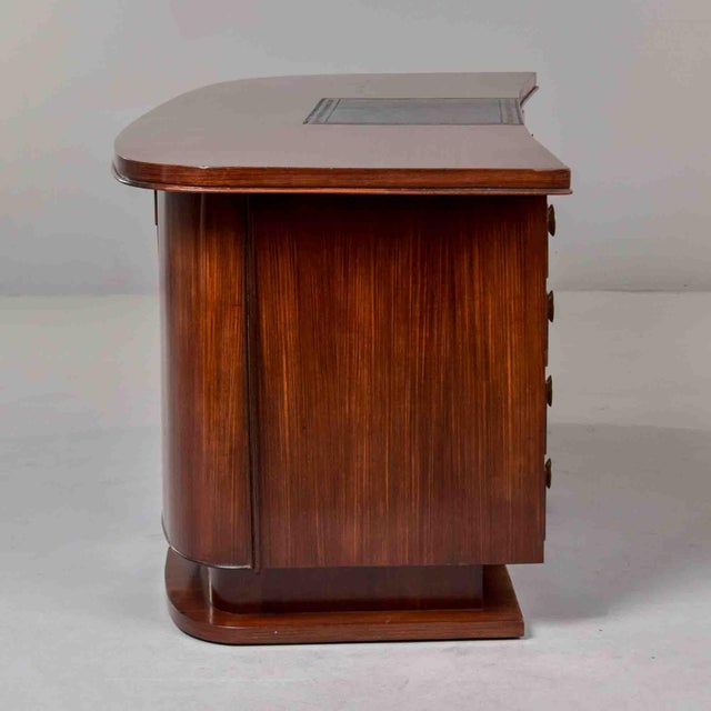 French Art Deco Mahogany Executive Desk With Inset Leather Writing Surface, Circa 1930s For Sale - Image 10 of 13