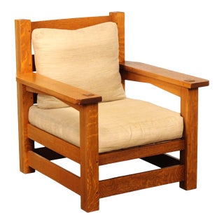 Arts And Crafts Style Benchmade Oak Eastwood Lounge Armchair For Sale