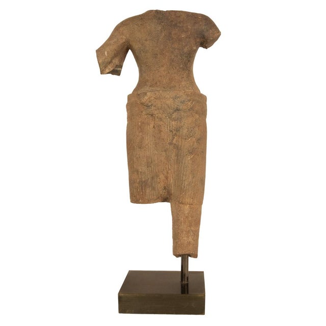 Ancient Cambodian Khmer Angkor Wat Sandstone Statue of Vishnu 12th Century Ce For Sale - Image 10 of 13