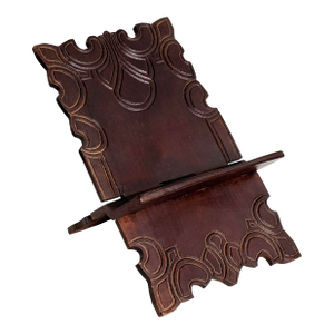 Vintage Arts & Crafts Period Hand Carved Wood Folding Book Stand in the Manner of Charles Rohlfs