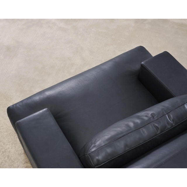 Ralph Lauren Navy Leather Pryce Club Chair With Steel Feet For Sale - Image 14 of 18