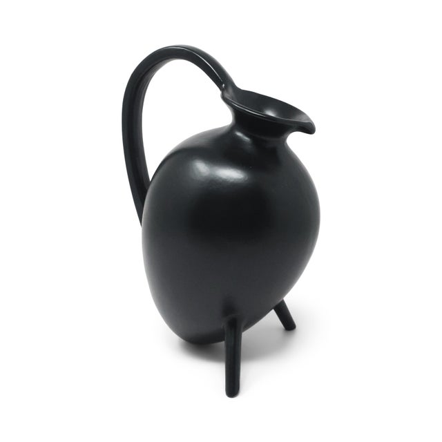 Mid-Century Modern 1990s Italian Bucchero Ceramic "Gubbio" Tripod Pitcher by Gio Ponti for Neoponti/Costantino For Sale - Image 3 of 10