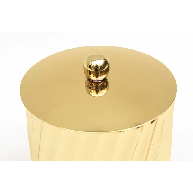 Vintage Brass Fluted Box With Ball Top MId Century Modern Desk Accessory, 1950's For Sale - Image 4 of 11