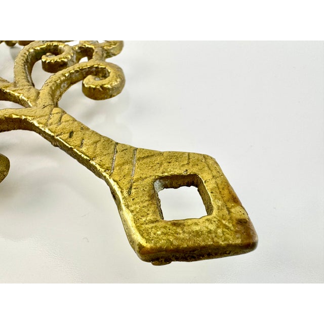 Vintage Rustic Cast Brass Tree Trivet For Sale In Little Rock - Image 6 of 10