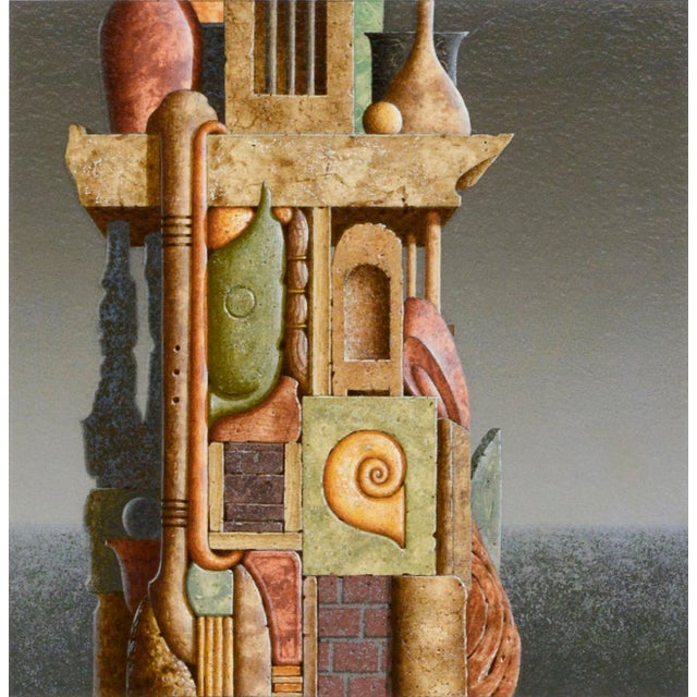 1970s Visionary Surrealist Totem Abstract -- Fragment Under Grey Sky by Clayton Anderson For Sale - Image 5 of 8