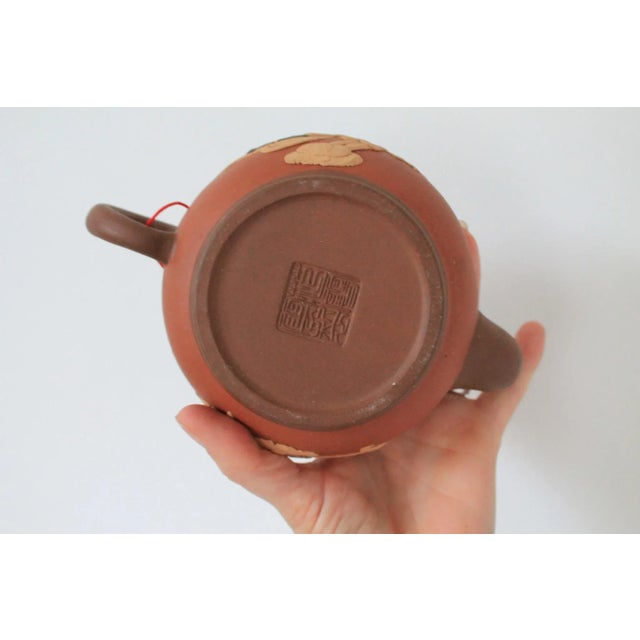 Chinese Yixing Zisha Clay Teapot W/ Dragon & Bird Motif For Sale - Image 9 of 9