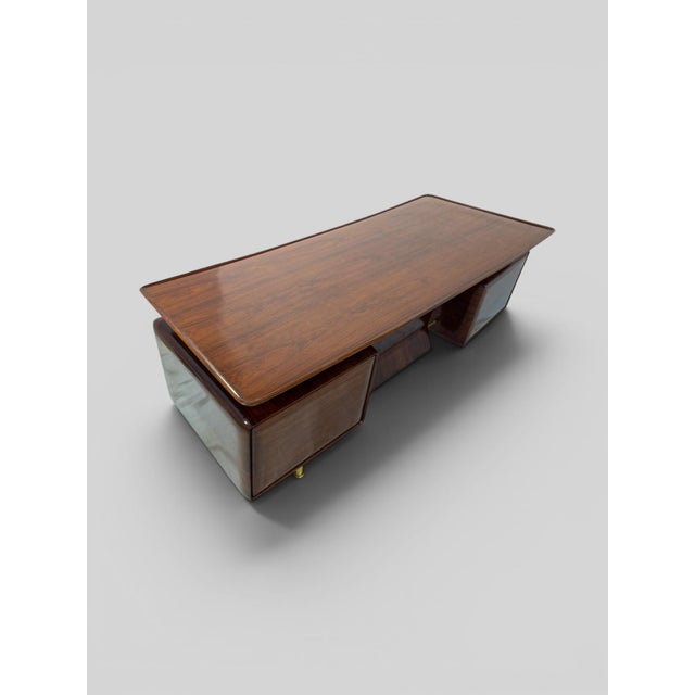 Brown Mid-Century Italian Executive Table Desk by Vittorio Dassi, 1950s For Sale - Image 8 of 18