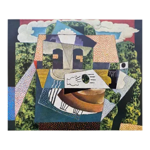 Pablo Picasso Vintage 1955 Modernist 1st Edtn Cubsim Lithograph Print " Still Life in Landscape " 1915