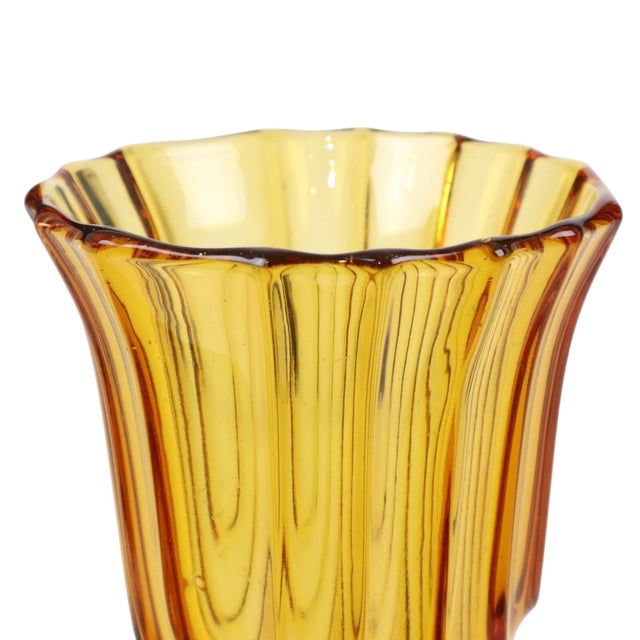 Art Deco Amber-Colored Glass Vase by Henri Heemskerk for Luxor Scailmont, 1930s For Sale - Image 8 of 18