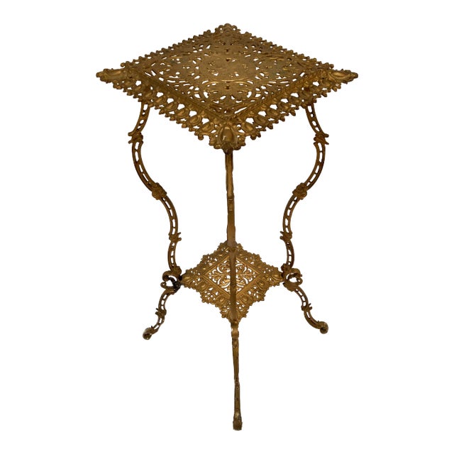 Victorian Late 19th Century Bronze Gilt Filigree Pedestal Table/Stand For Sale