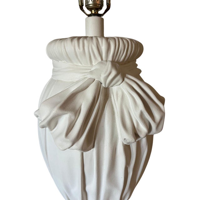 Shabby Chic 1970s John Dickinson Style Plaster Draped Table Lamp For Sale - Image 3 of 10