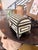 Small Horn Box. Ivory inlays with orange stones and metal accents. Velvet interior.