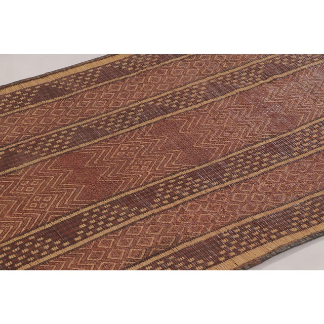 Brown Vintage Tuareg Mat, Rich Burgundy With Tribal Geometric Patterns - Rug & Kilim For Sale - Image 8 of 10
