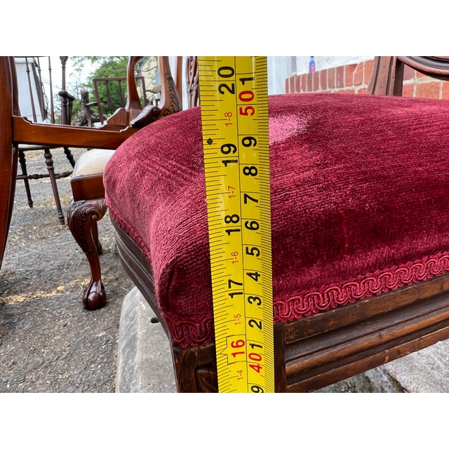 Pair of 20th Century Louis XVI Style Mahogany Upholstered Side Chairs For Sale - Image 17 of 17