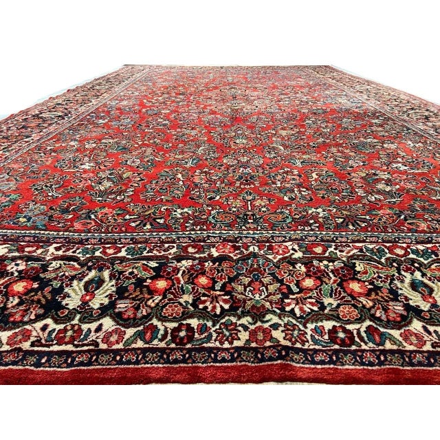 Antique Persian Hand Knotted Sarouk For Sale - Image 10 of 13