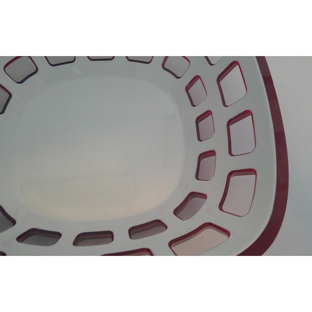 Vintage Guzzini Italian Two Layer Lucite MCM Red and White Bread/Fruit Basket For Sale - Image 9 of 11