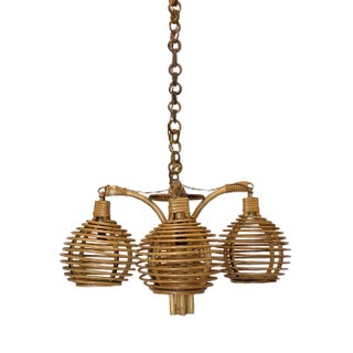 Vintage Bamboo Chandelier, 1970s For Sale