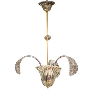 Art Deco Ercole Barovier & Toso Pendant Light, Murano Glass, 1940s For Sale