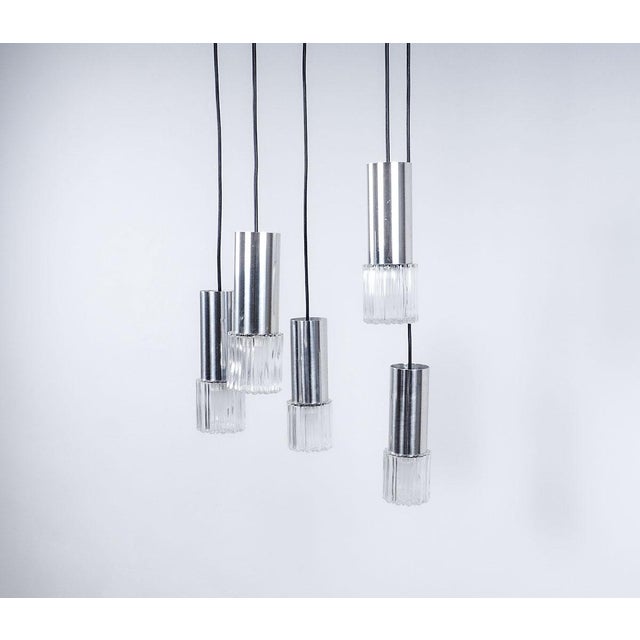 Mid-Century Modern Vintage Glass and Chrome Cascade Pendant Lamp, 1960s For Sale - Image 3 of 13