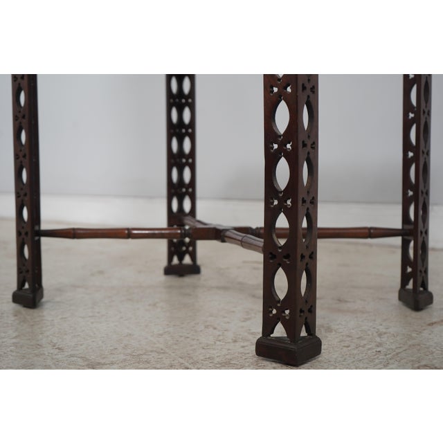 Brown High Quality Vintage Mahogany Chinese Chippendale Tea Table For Sale - Image 8 of 13