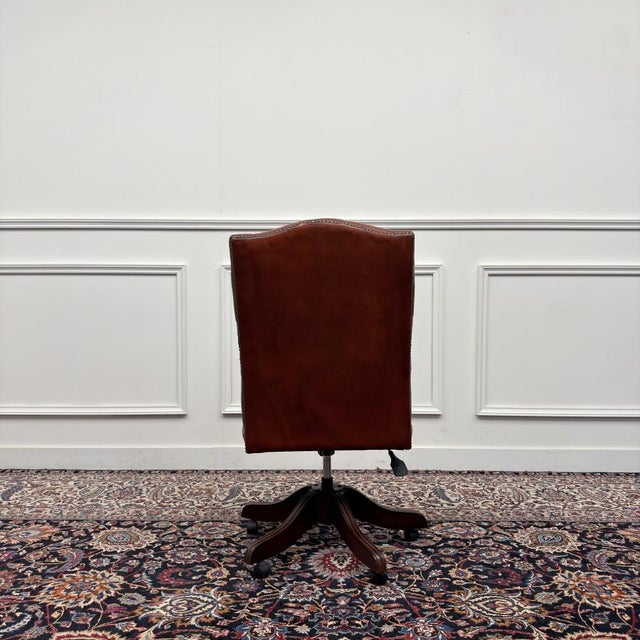 English Chesterfield Office Chair in Leather For Sale - Image 3 of 8