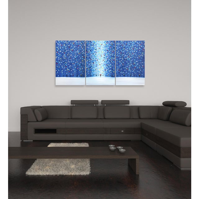 Night Out - Figurative Blue Textured Impasto Oil Painting on Canvas Original 3-Panel Artwork by Ekaterina Ermilkina For Sale - Image 9 of 10