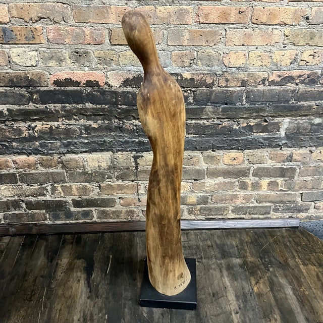 Elegant Mid-Century Female Form Walnut Sculpture on Black Base by Endre Vitez For Sale - Image 9 of 11