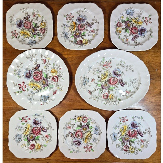 Ceramic Spring Floral Ironstone China - Set of 8 For Sale - Image 7 of 12