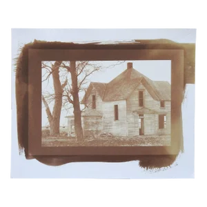 Vintage Cyanotype Old Farm House Sepia Photograph