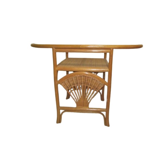 Tan 1980s Honeymoon Bamboo Oval Glass Top Honey Dinette Table Only For Sale - Image 8 of 12