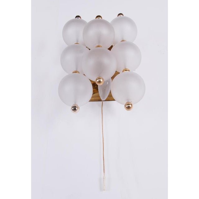 Metal Kinkeldey Wall Sconces in Frosted Glass Balls & Brass, Germany, 1960s, Set of 2 For Sale - Image 7 of 10