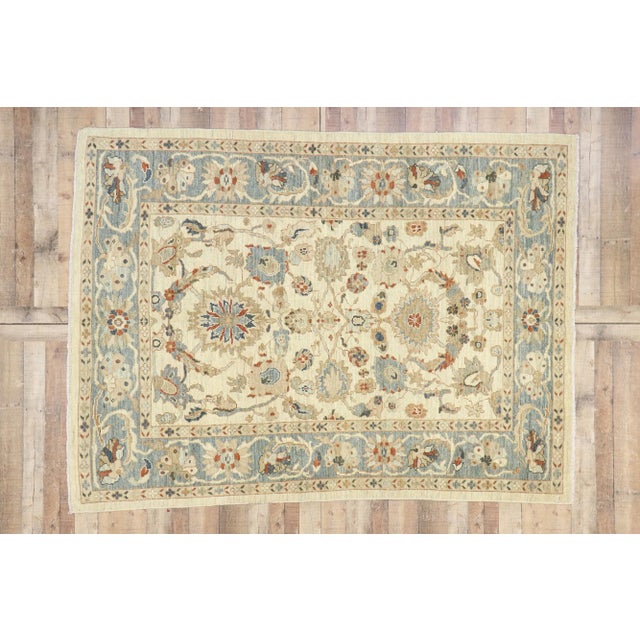 Tan Persian Sultanabad Rug - 06'10 X 09'00 For Sale - Image 8 of 10