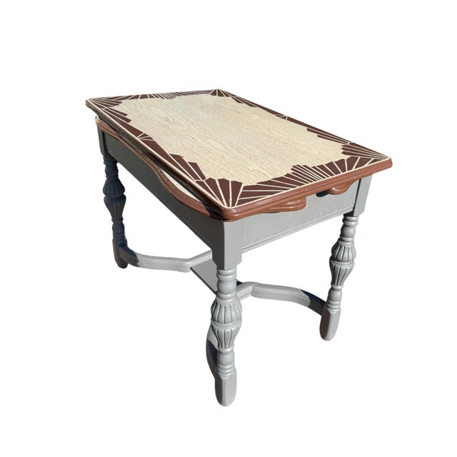 Vintage Art Deco Porcelain Enamel Drop Leaf Kitchen Table With Drawer For Sale - Image 9 of 9