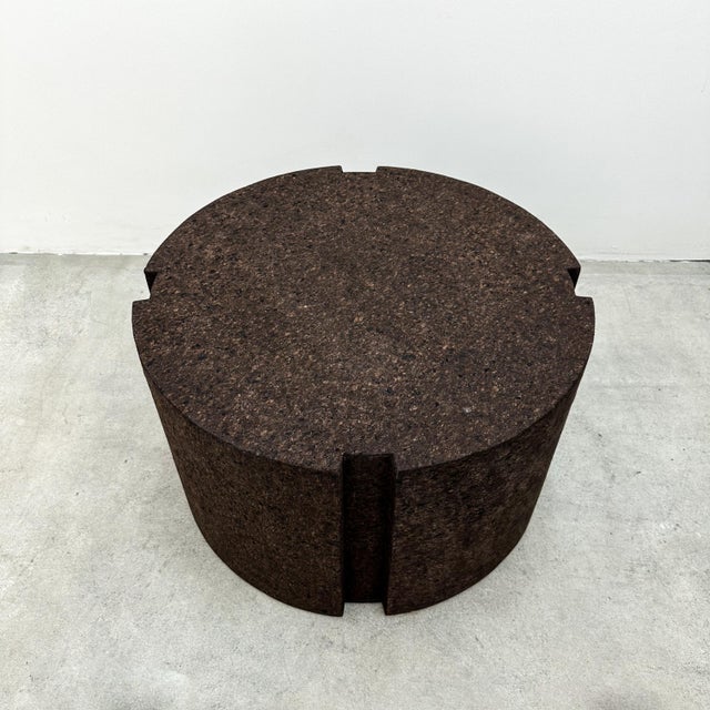 Vintage Round Chocolate Brown Cork Coffee or Side Table – 1970s Postmodern For Sale - Image 9 of 10