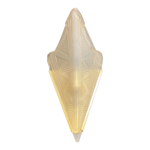 Vintage Art Deco Style Slip Shade Triangle Glass Brass Wall Light Sconce