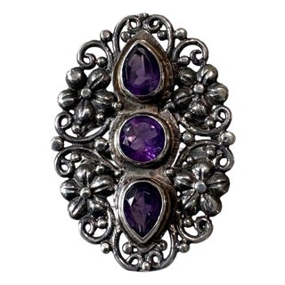 Sterling, Silver and Amethyst Ring For Sale