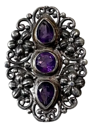 Sterling, Silver and Amethyst Ring