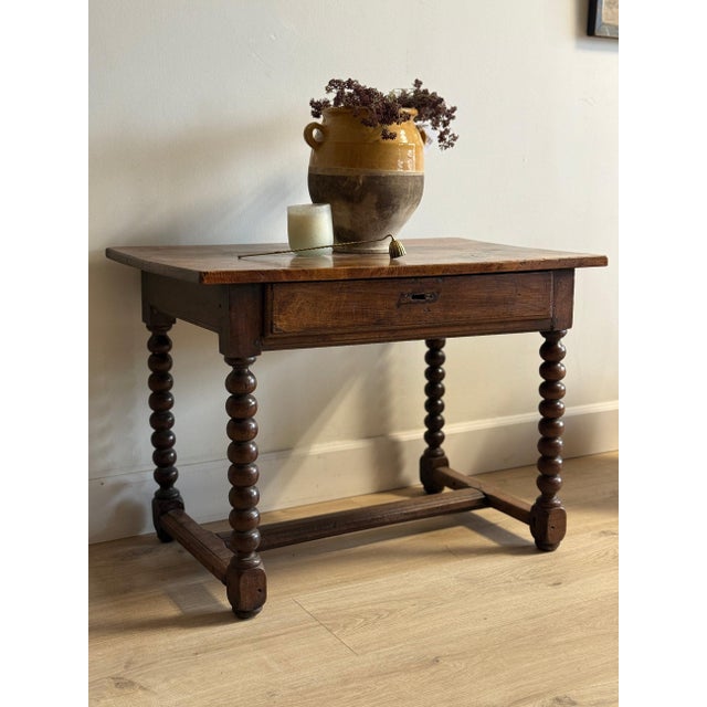 Rustic European 18th c. French Walnut Bobbin Table For Sale - Image 3 of 11