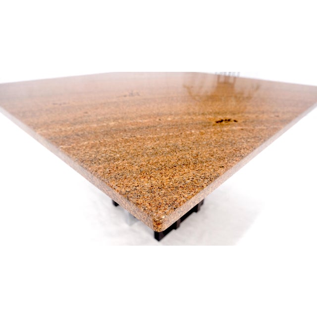 48" Square Granite Top Patinated Brass & Chrome Base Dining Conference Table