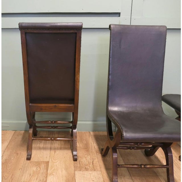 1970s Mid-Century Modern Leather and Oak Fireside Sling Chairs by Pierre Lottier, 1970, Set of 3 For Sale - Image 5 of 8