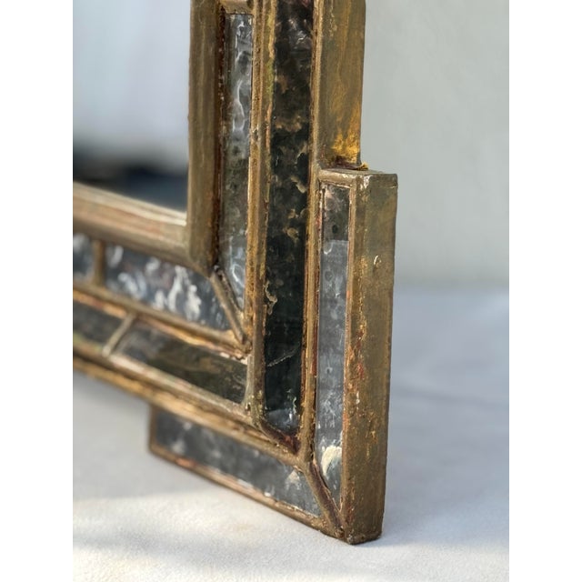 Silver Exquisite Antique Wall Mirror~ Vintage Italian With Original Patina and Gilt Details Circa 1940 For Sale - Image 8 of 12