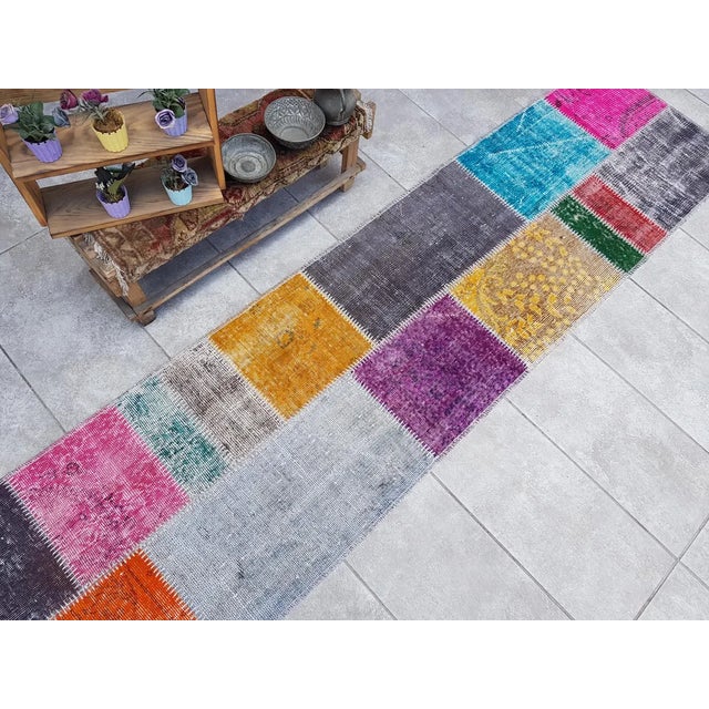 Orange Ethnic Oushak Vintage Runner Rug For Sale - Image 8 of 10