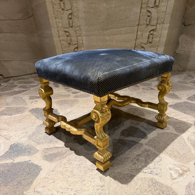 Decorative Louis XIV Style Giltwood Stool European Aesthetic For Sale - Image 4 of 10