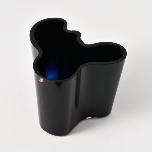 Blue Dark Blue Savoy Vase in Glass by Alvar Aalto for Iittala, 1980s For Sale - Image 8 of 13