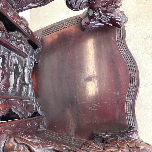 Wood Antique Chinese Export Carved Hardwood Dragon Armchair, Late 19th to Early 20th Century For Sale - Image 7 of 12