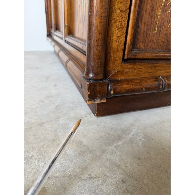 Brandt Embassy Collection Faux Bamboo Console Cabinet With Hand-Painted Bamboo Motifs For Sale - Image 10 of 12