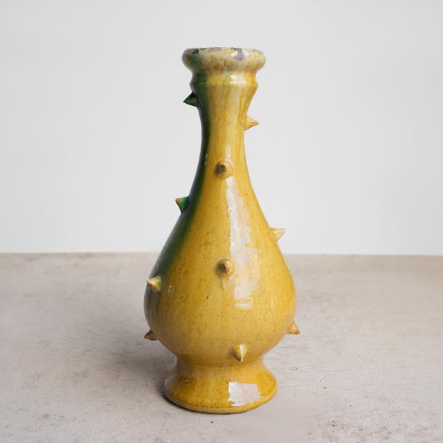 Vintage French Faience Spikey Glazed Studio Pottery Vase, Early to Mid 20th C For Sale - Image 9 of 14