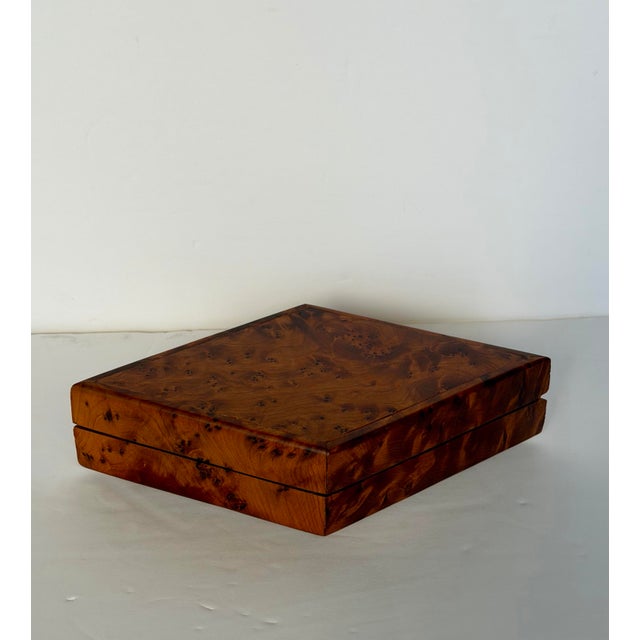 1950s Italian Mid-Century Modern Burl Wood Decorative Box With Hinged Lid For Sale - Image 5 of 9